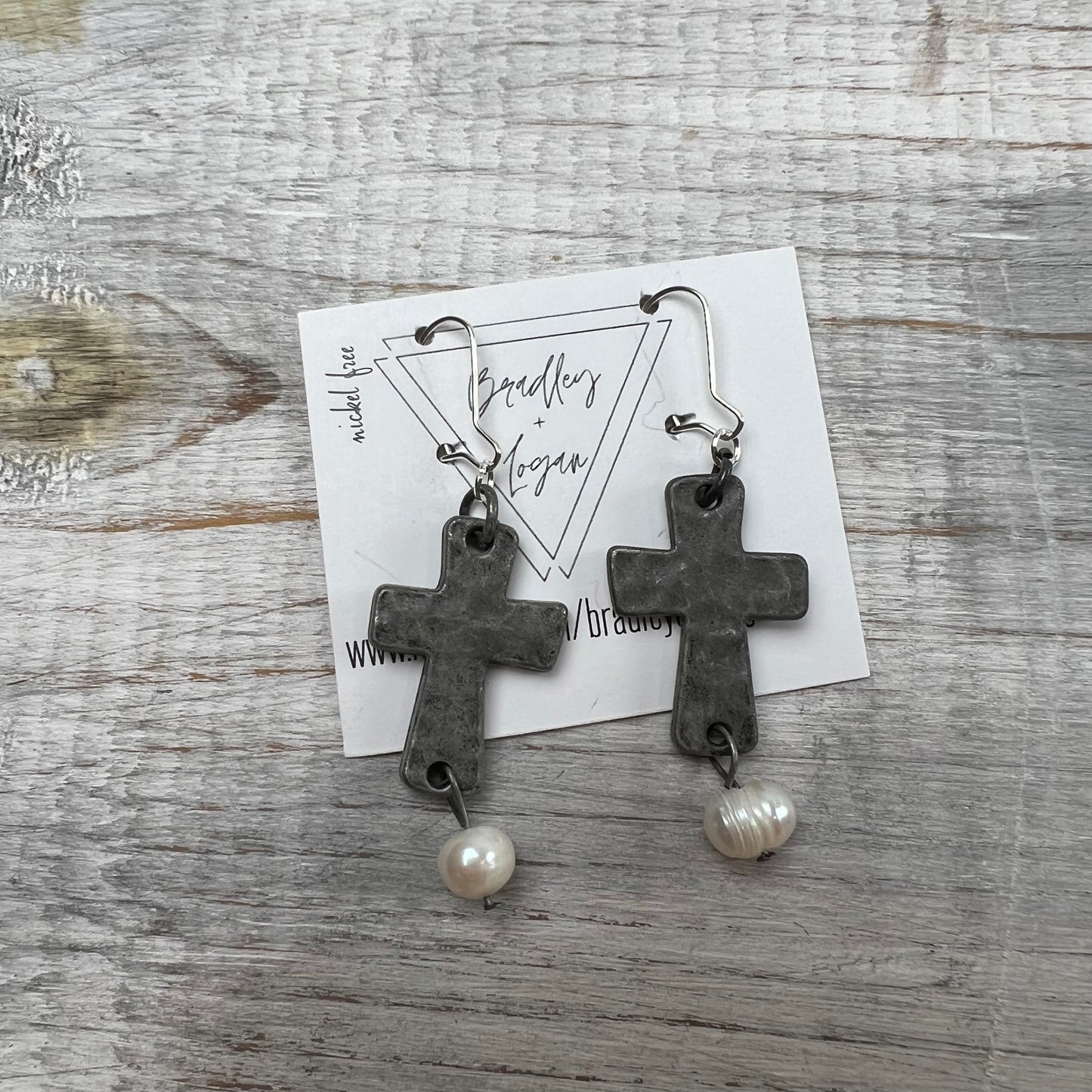 Cross with Pearl Earrings