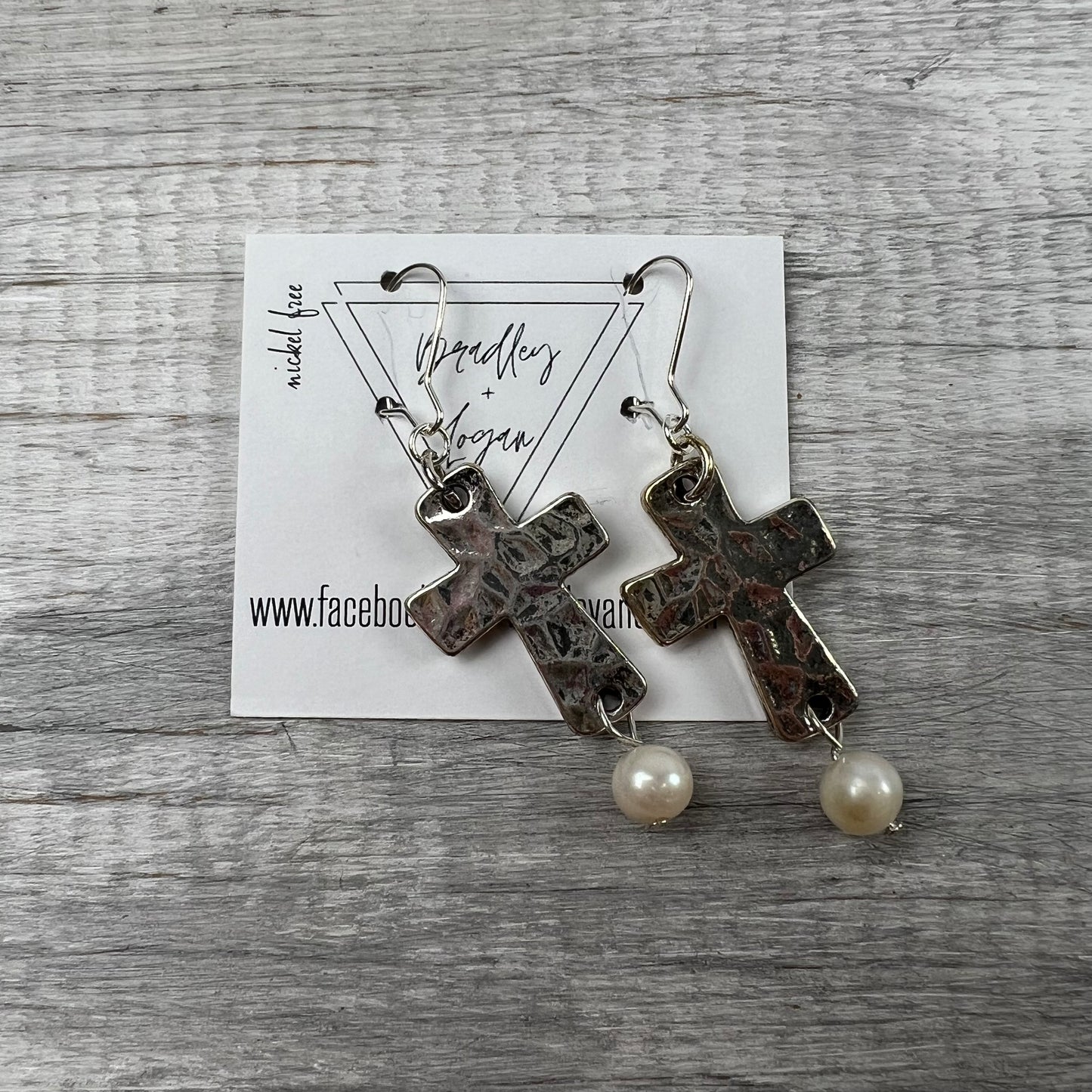 Cross with Pearl Earrings