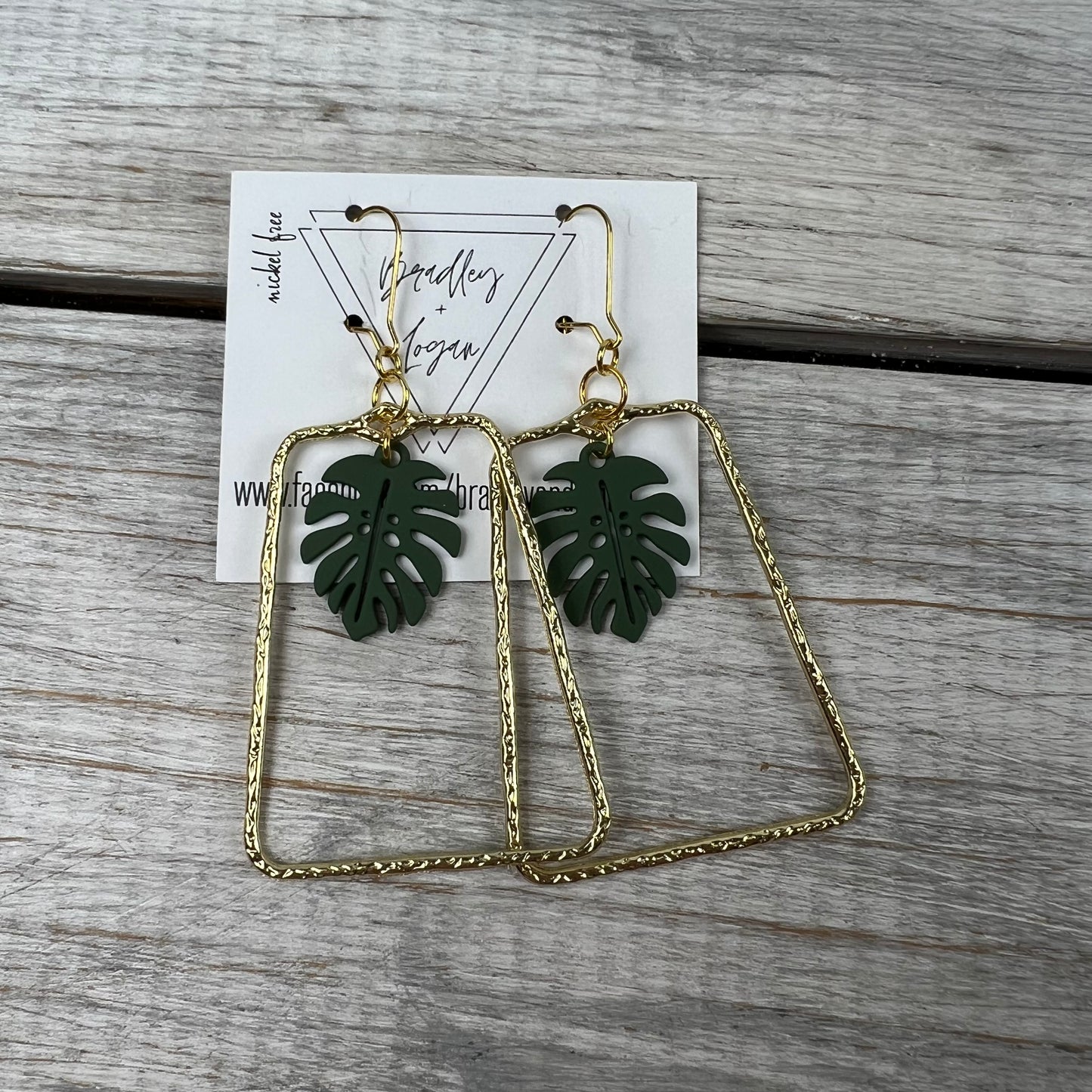 Minimalist Monstera Plant Earrings