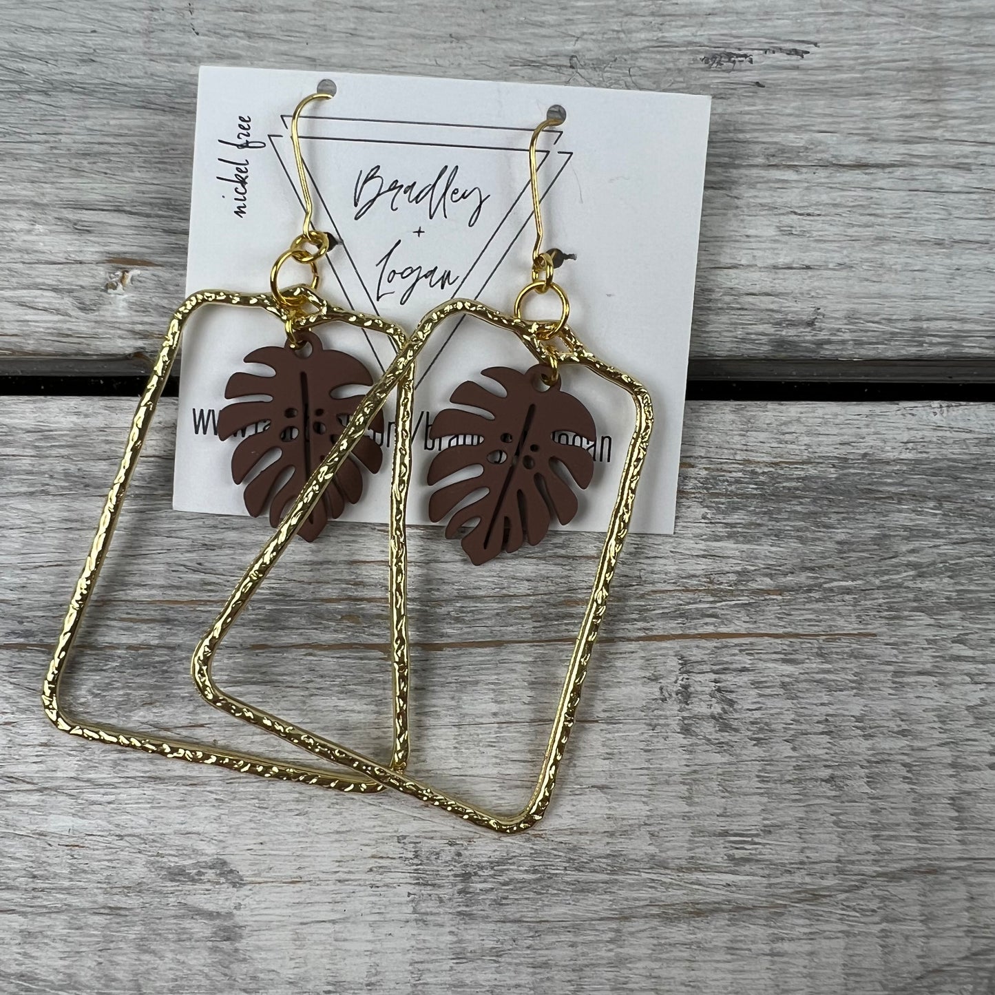 Minimalist Monstera Plant Earrings