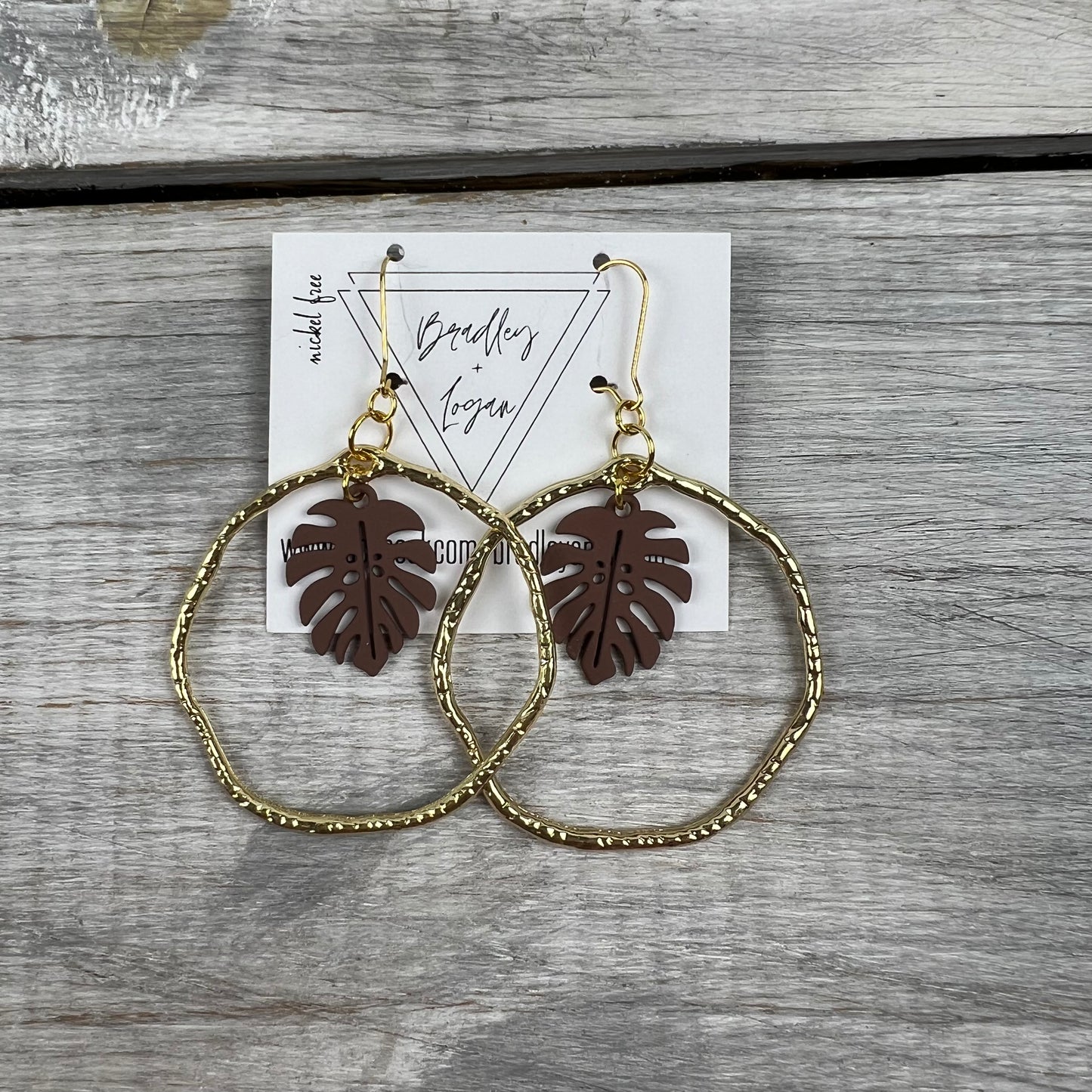 Minimalist Monstera Plant Earrings