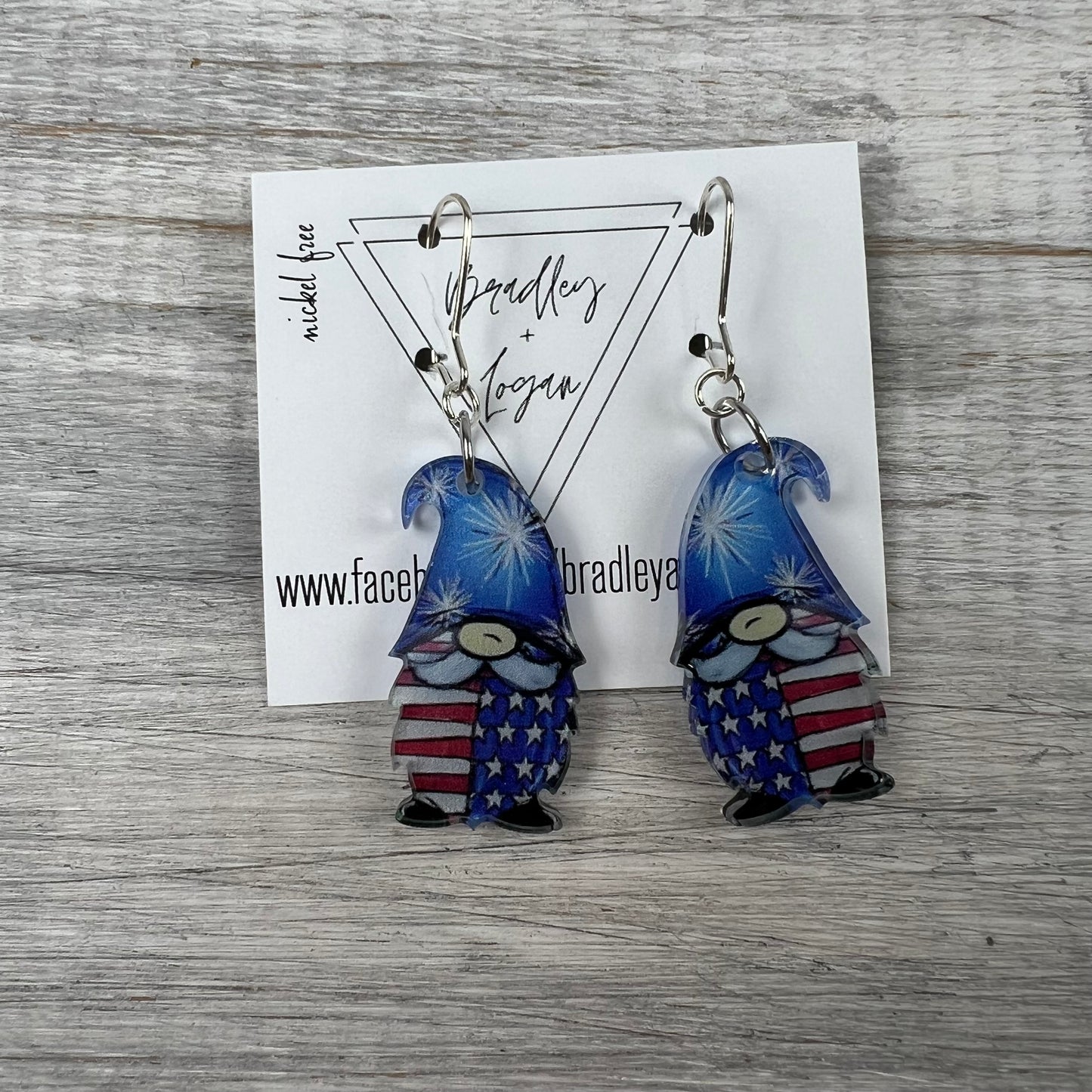 Red White + Blue Gnome Earrings