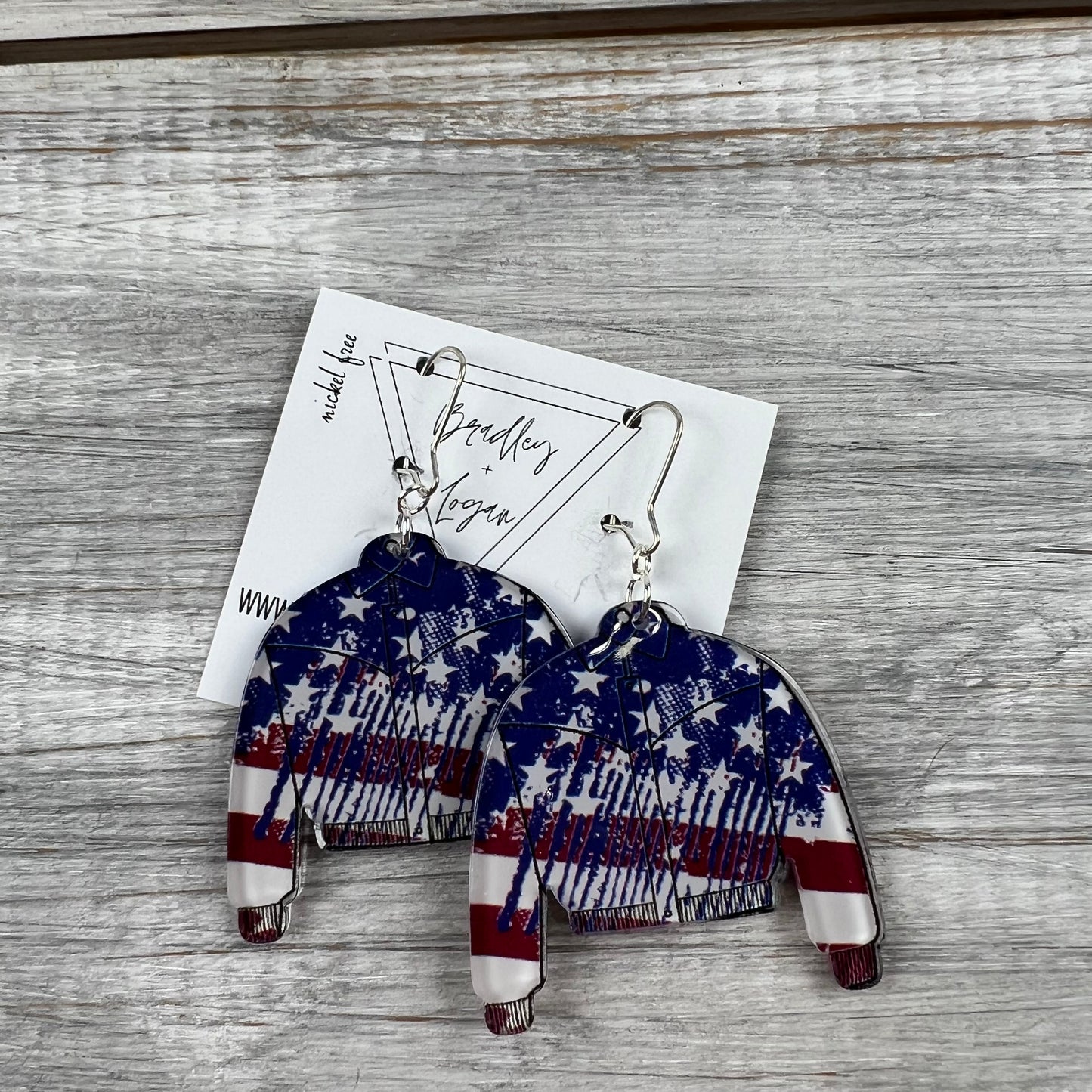 Red White + Blue Jacket Earrings