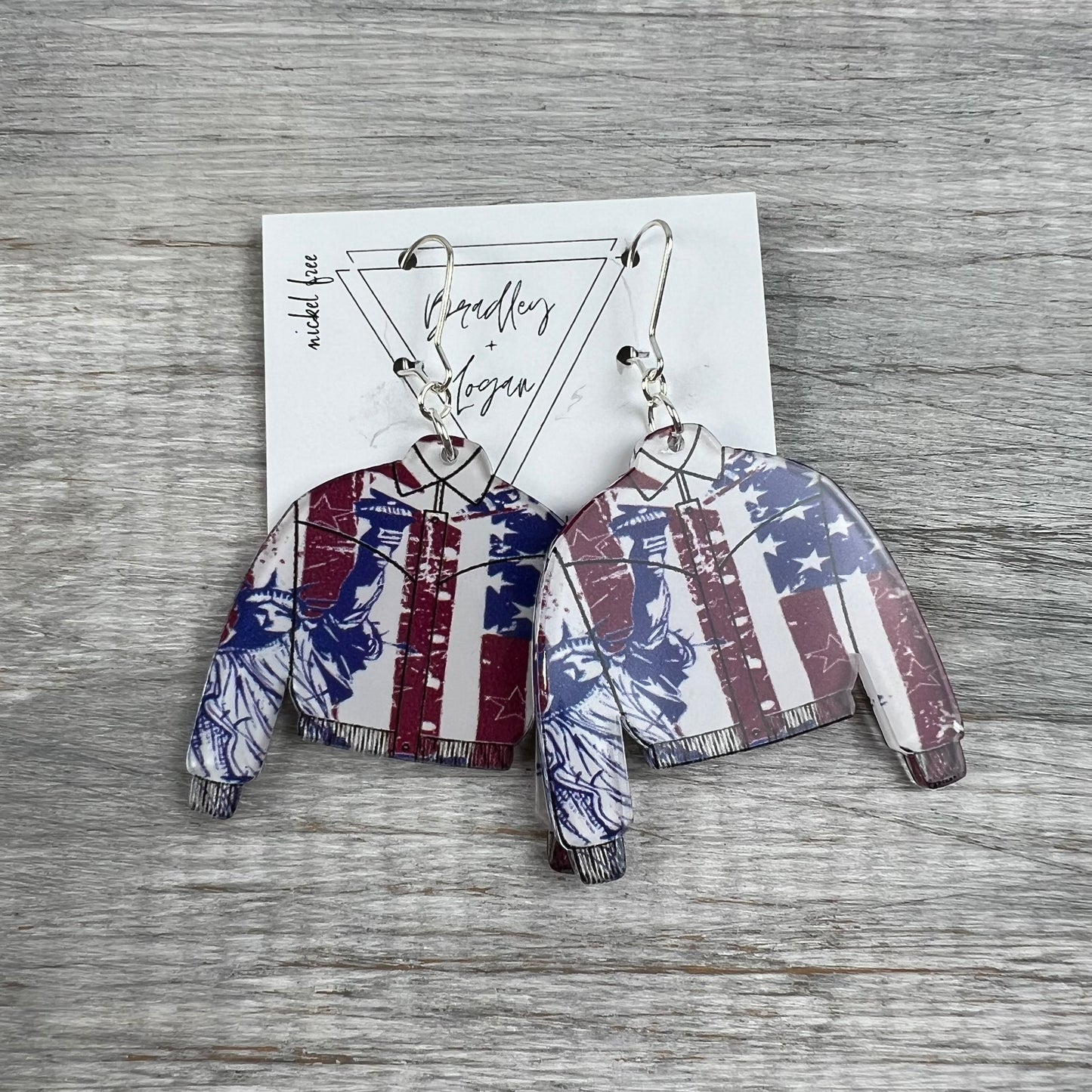 Red White + Blue Jacket Earrings