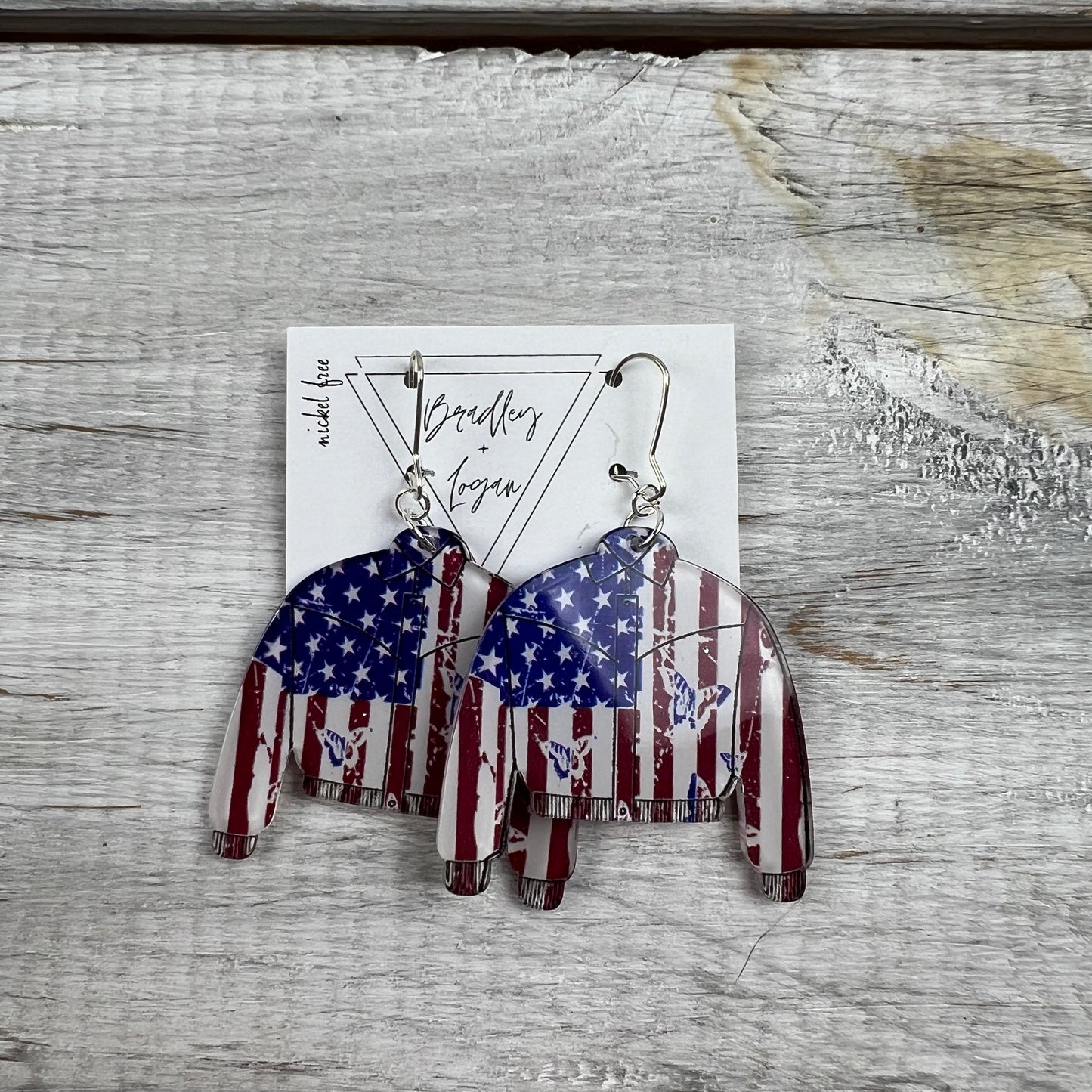 Red White + Blue Jacket Earrings