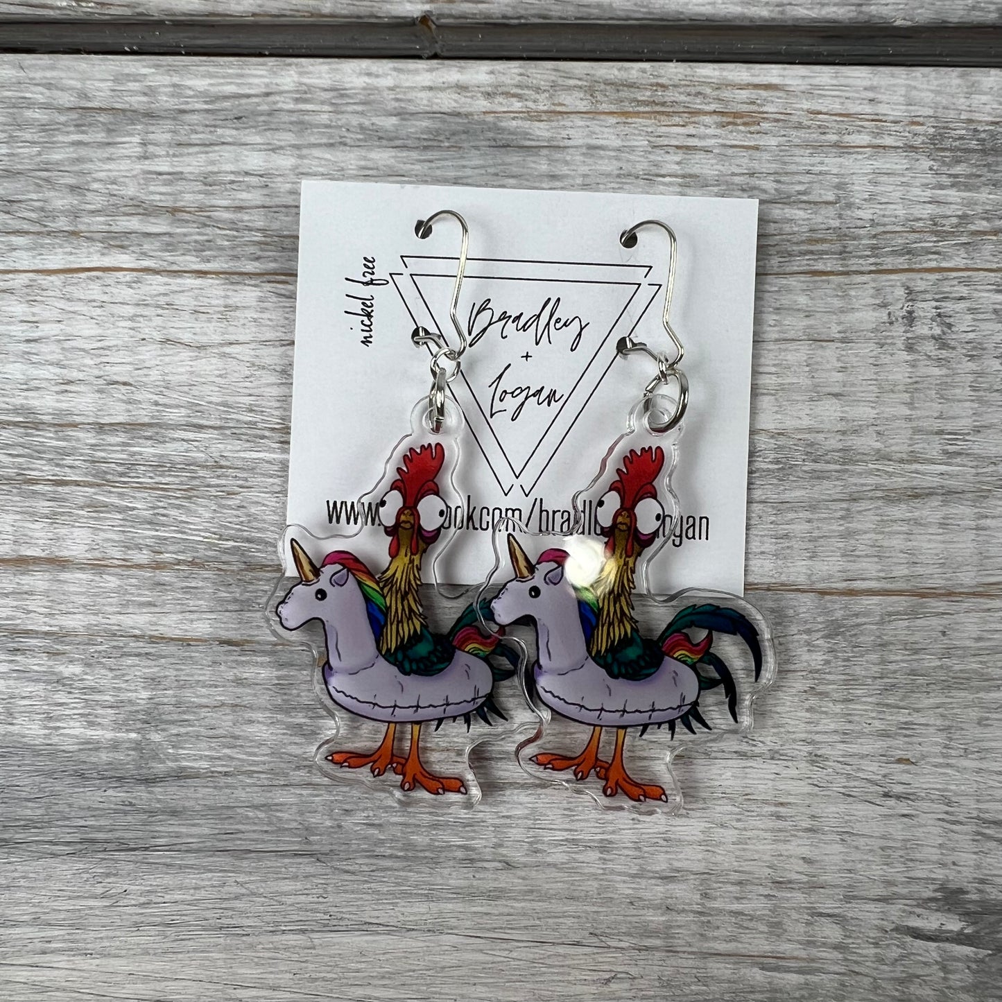 Crazy Chicken in a Floatie Earrings