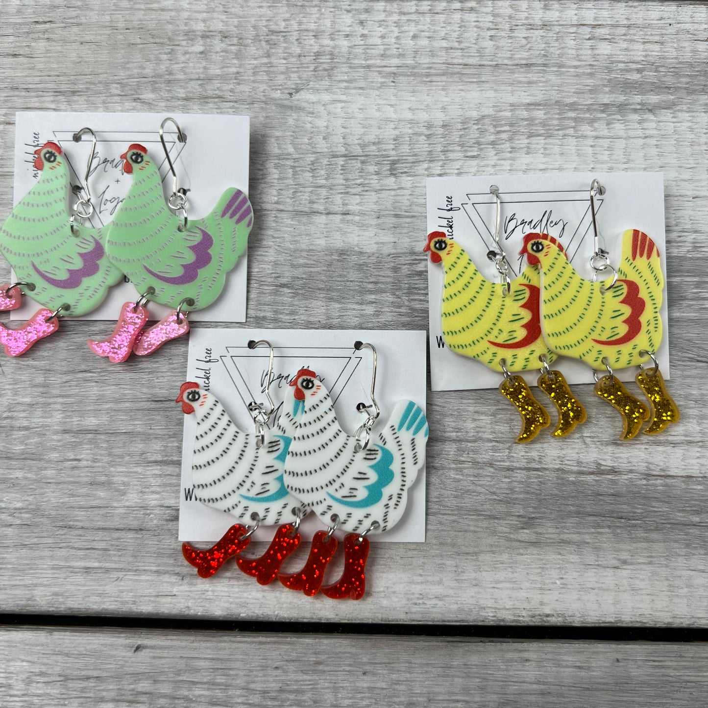 Chickens in Boots Earrings