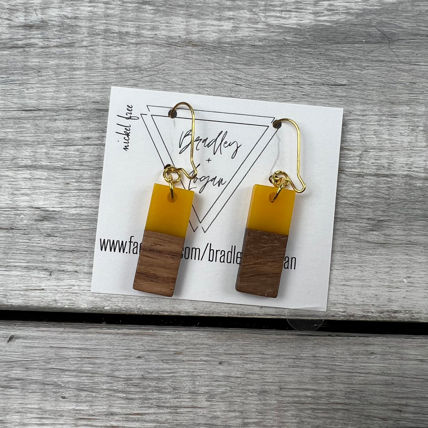 Mini Colorful Rectangle Wooden Earrings