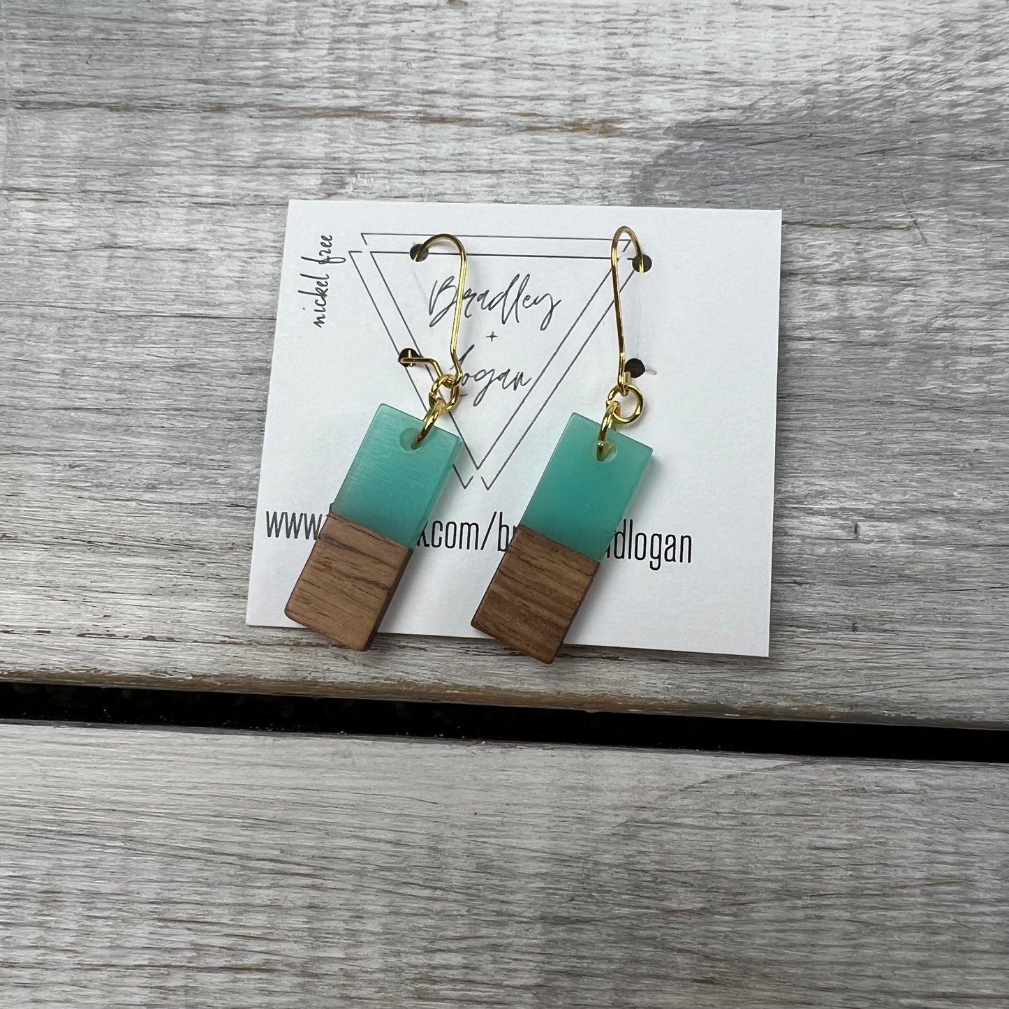 Mini Colorful Rectangle Wooden Earrings