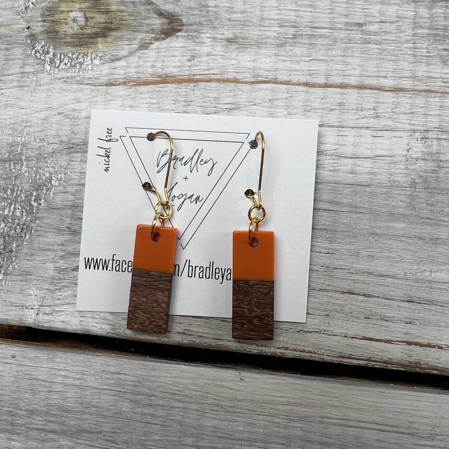 Mini Colorful Rectangle Wooden Earrings