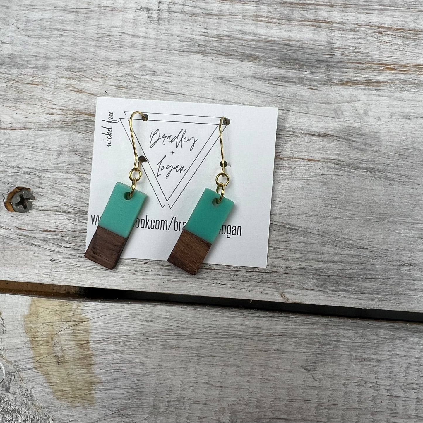 Mini Colorful Rectangle Wooden Earrings