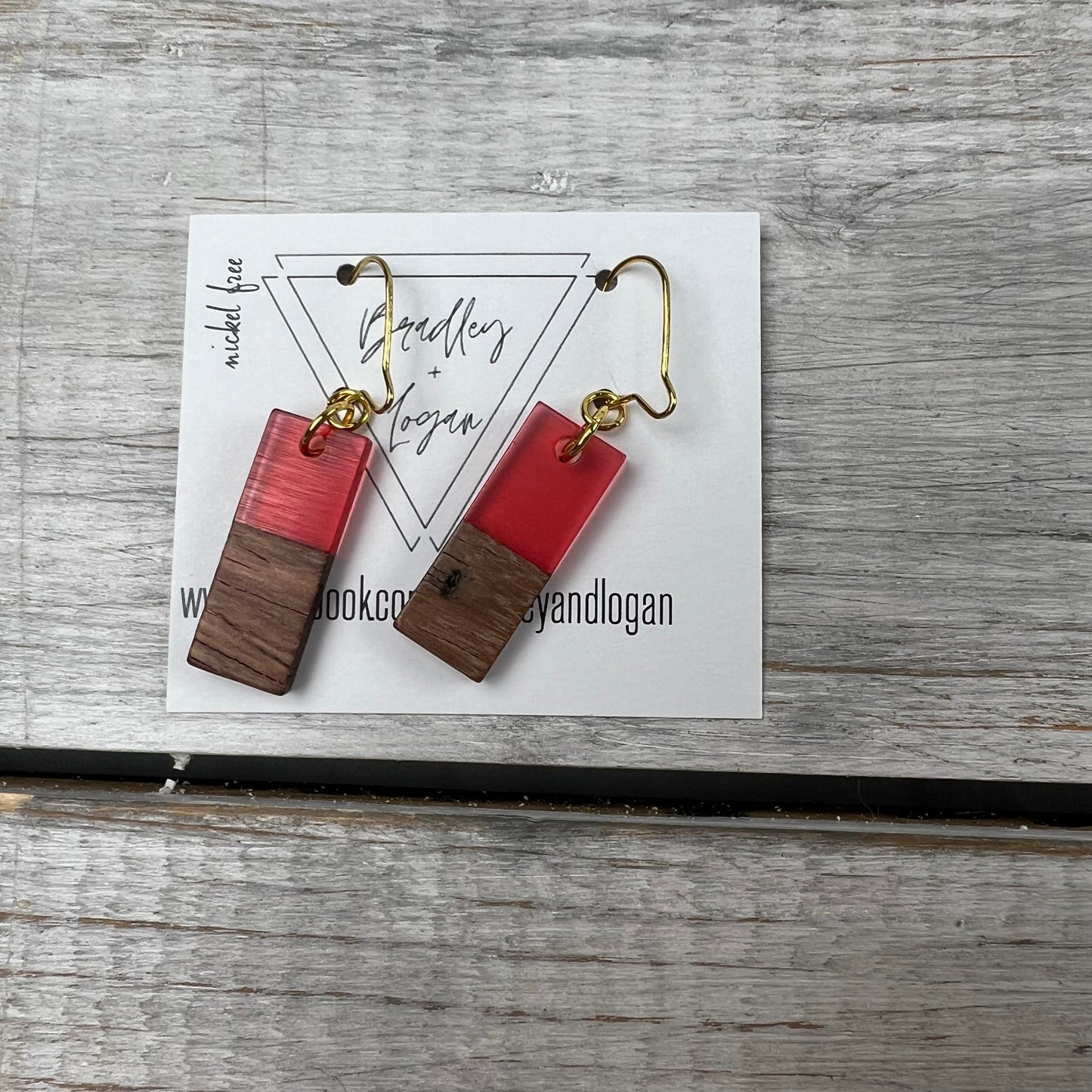 Mini Colorful Rectangle Wooden Earrings