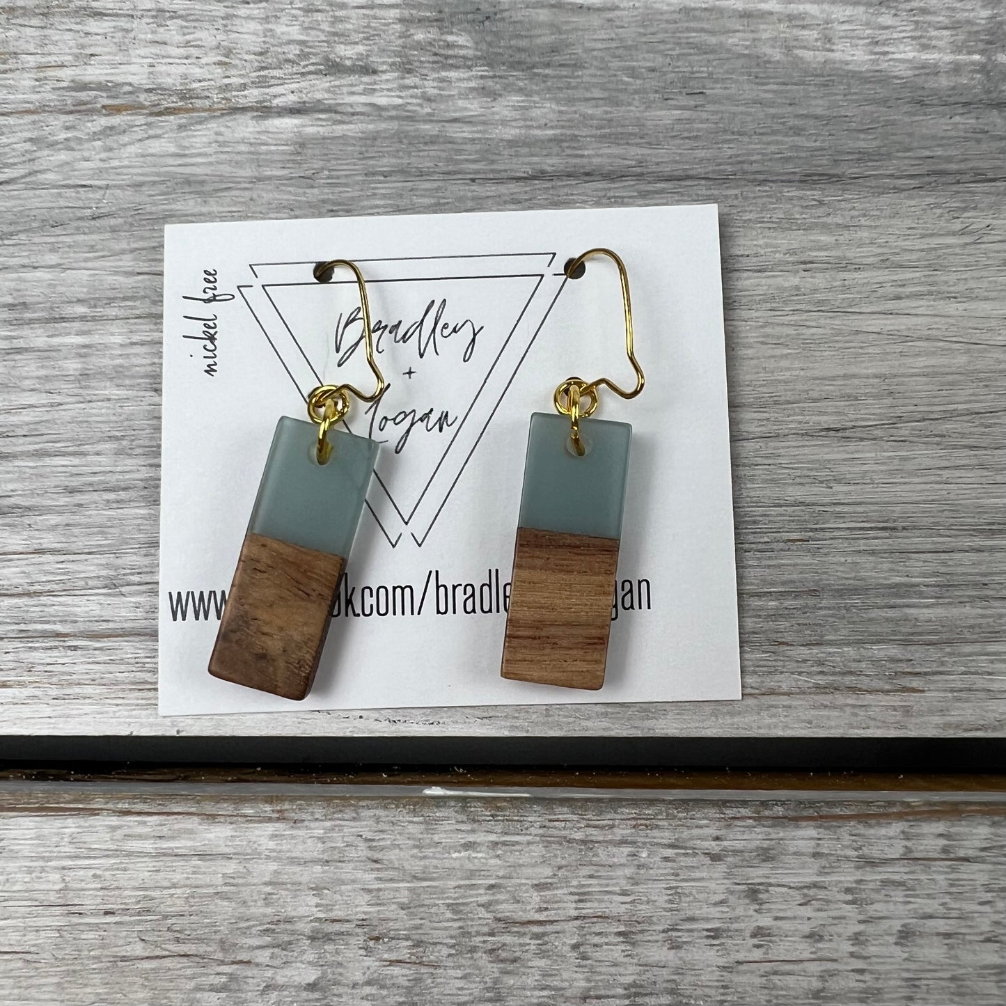 Mini Colorful Rectangle Wooden Earrings