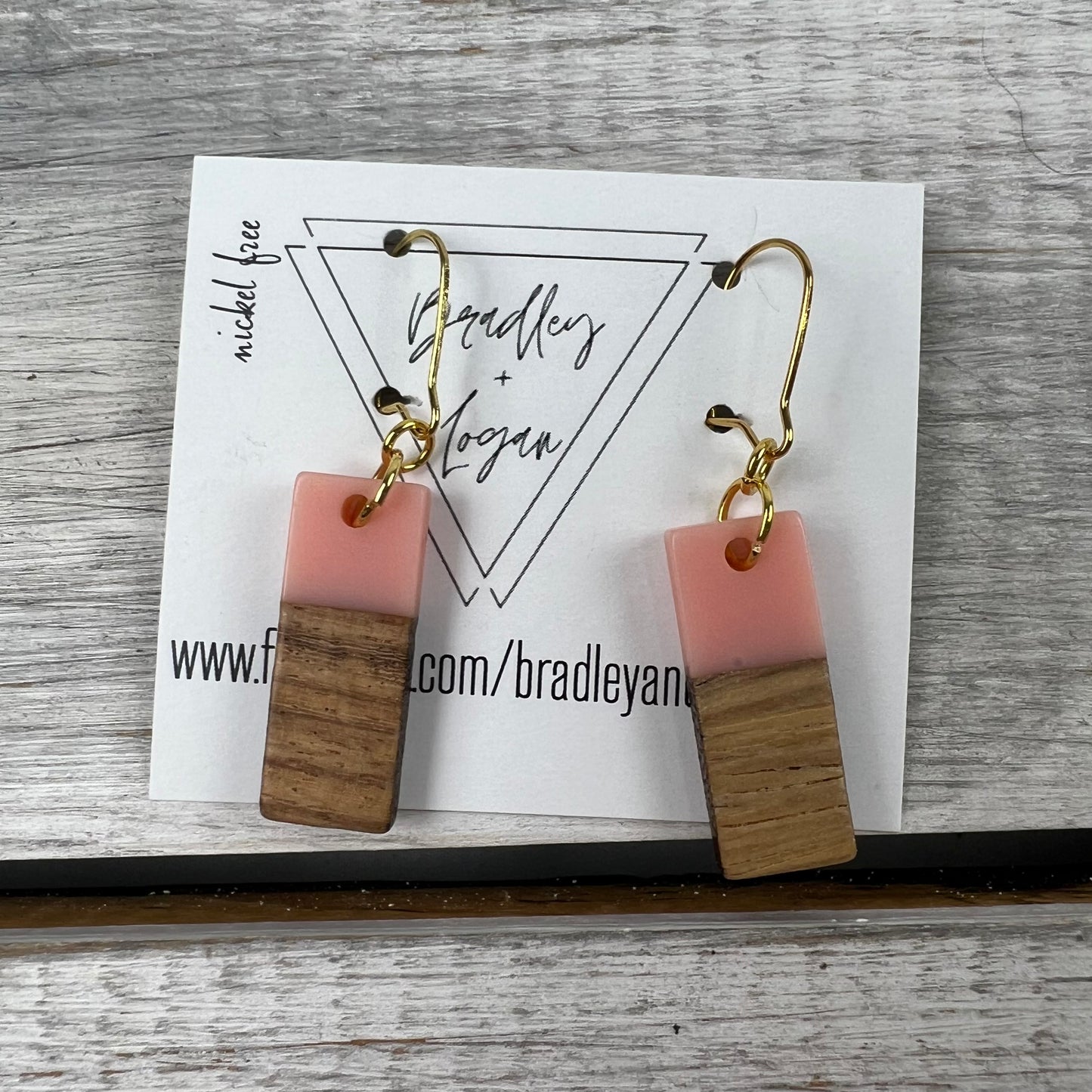 Mini Colorful Rectangle Wooden Earrings