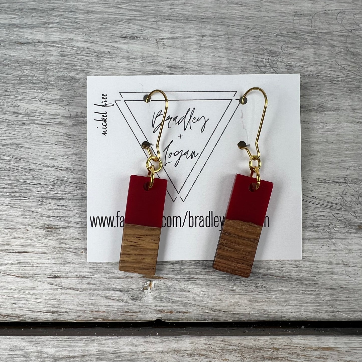 Mini Colorful Rectangle Wooden Earrings