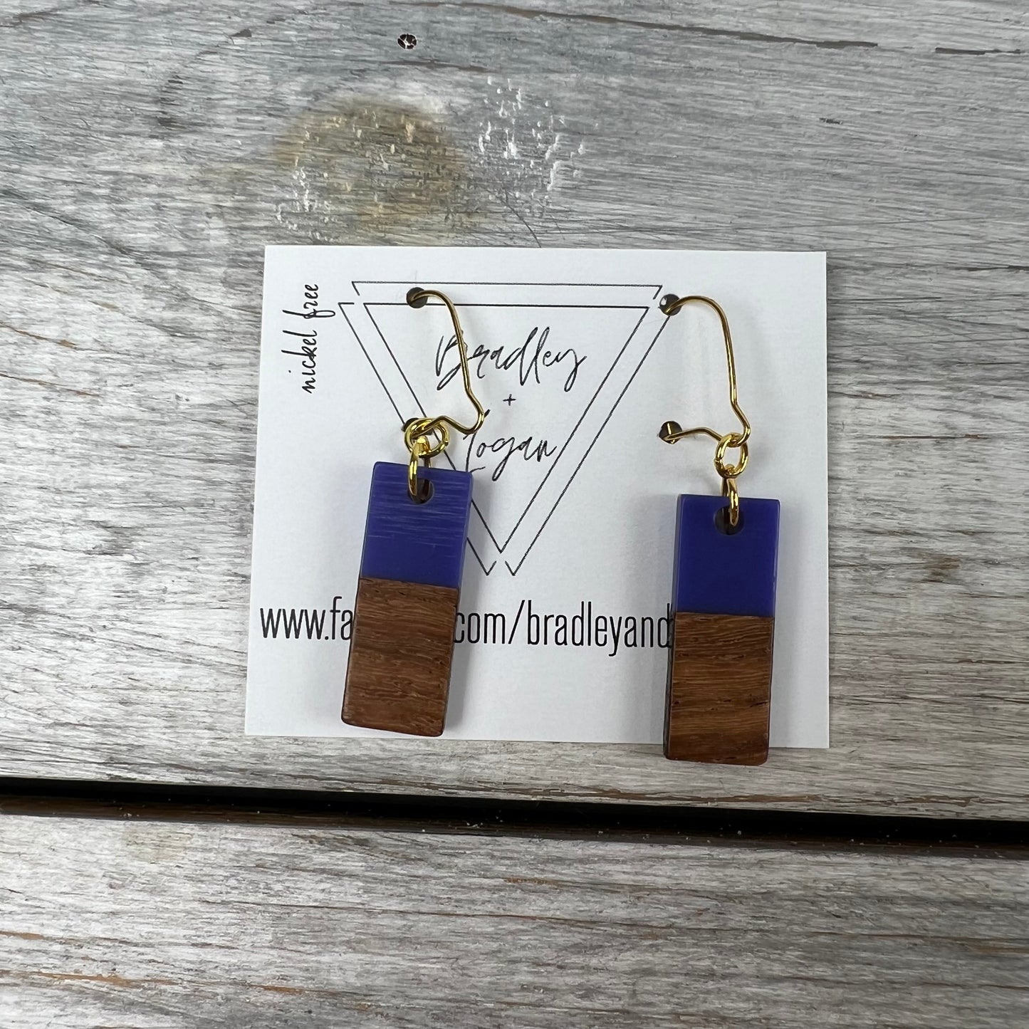 Mini Colorful Rectangle Wooden Earrings