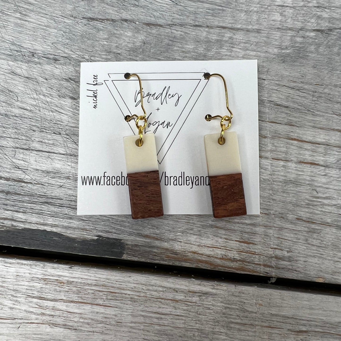 Mini Colorful Rectangle Wooden Earrings